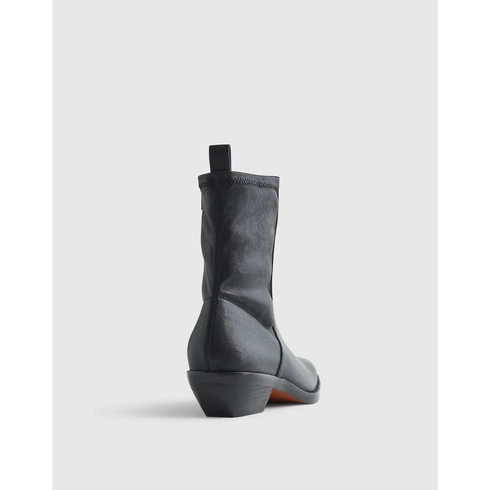 New Madewell The Idris Black Leather Ankle Boot Women Size 9 Western Inspired - Picture 4 of 6
